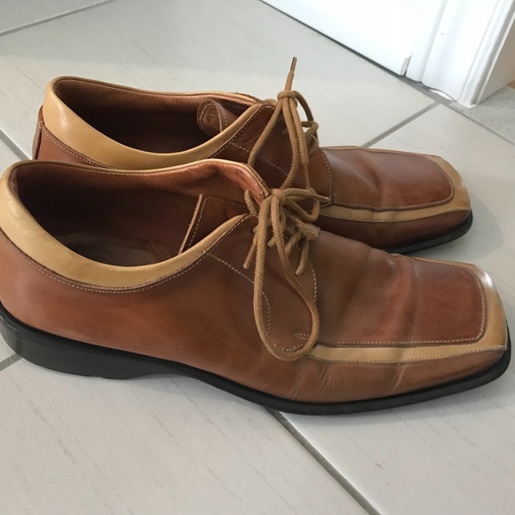 🎇Host Pick🎇 Made in Italy Two-tone Cognac/tan Square Toe Shoes - euro size 41 - Picture 3 of 10